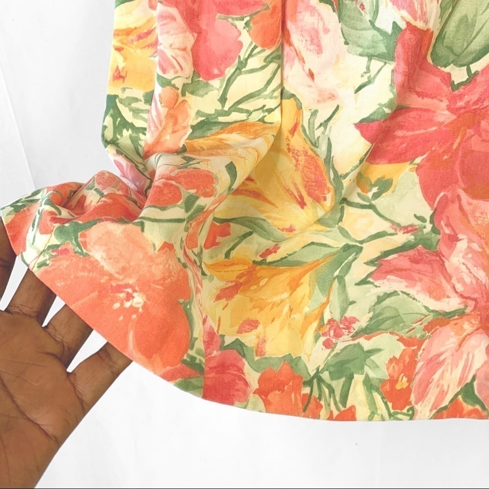 VINTAGE GARDANIA PARIS FLORAL  MULTICOLOUR BUTTON UP DRESS SHORT SLEEVES MEDIUM - Picture 11 of 17